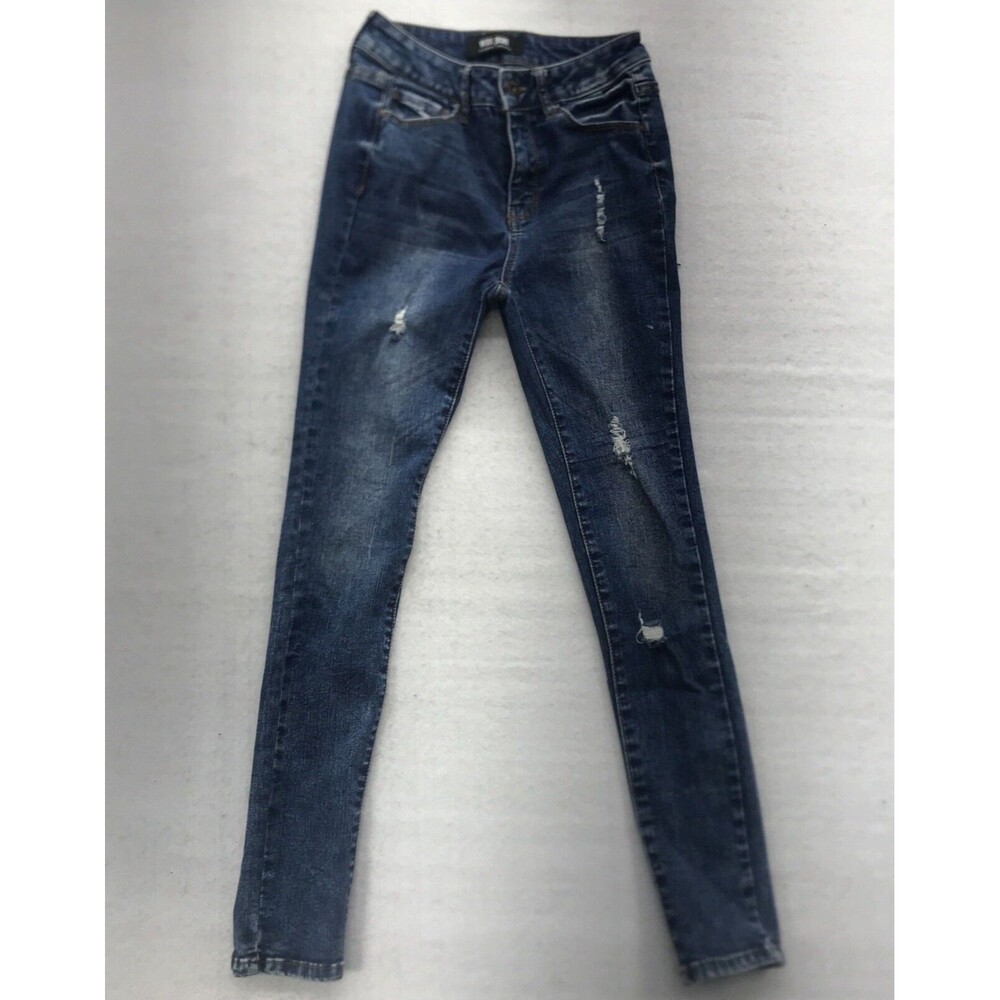 Wax Jeans Junior Women Size 0/24 Skinny Distressed Destroyed Dark Wash Mid Rise